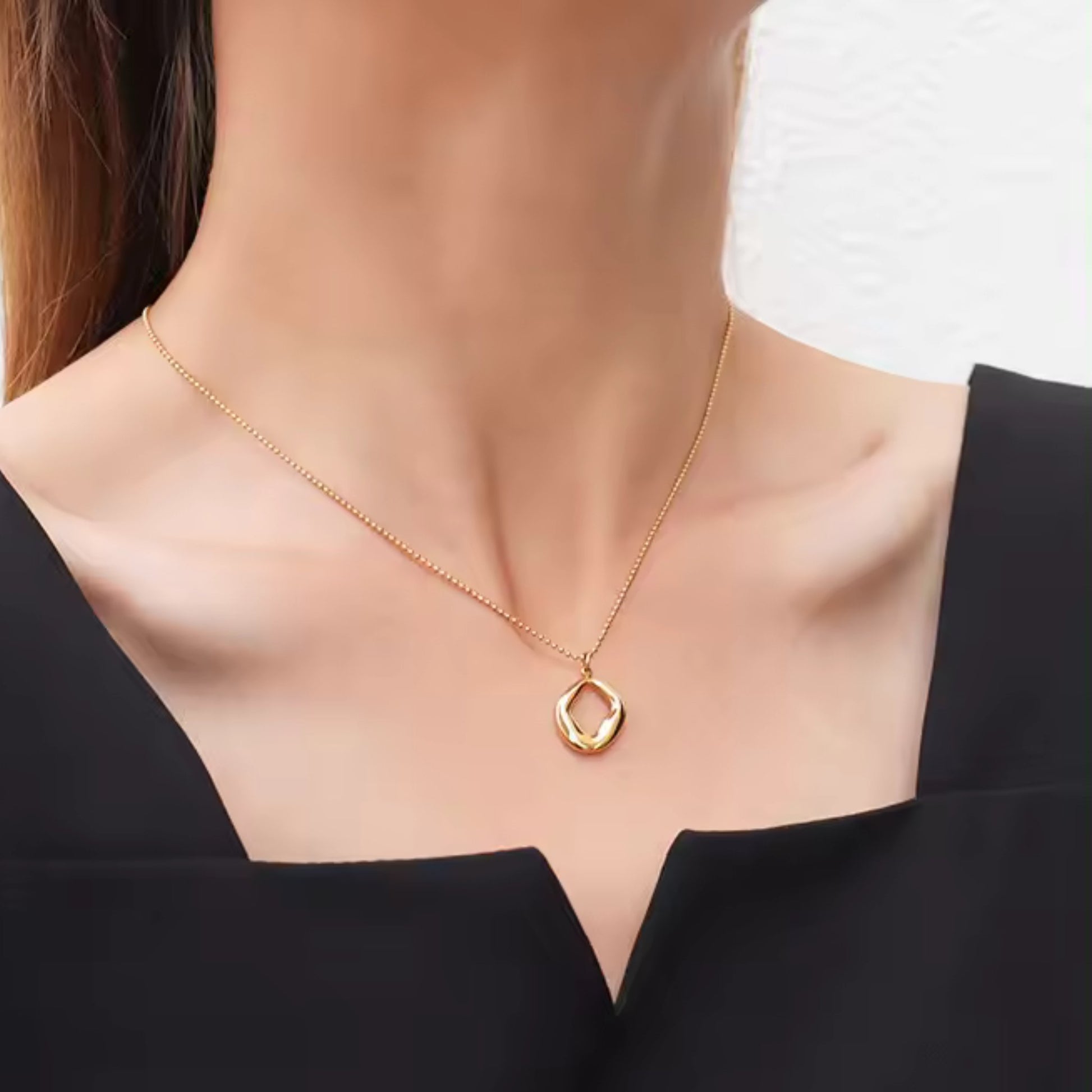 Golden Elegance Geometric Pendant Necklace