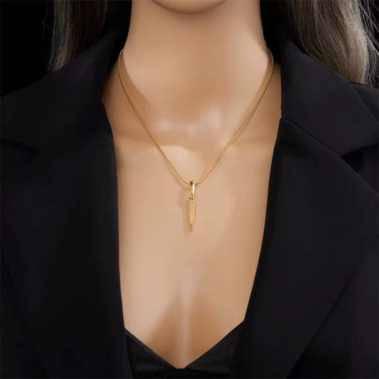 Golden Feather Pendant 18K Gold Plated Necklace