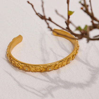Golden Harmony Sun and Moon Cuff Bracelet