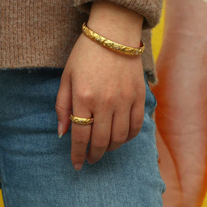 Golden Harmony Sun and Moon Cuff Bracelet