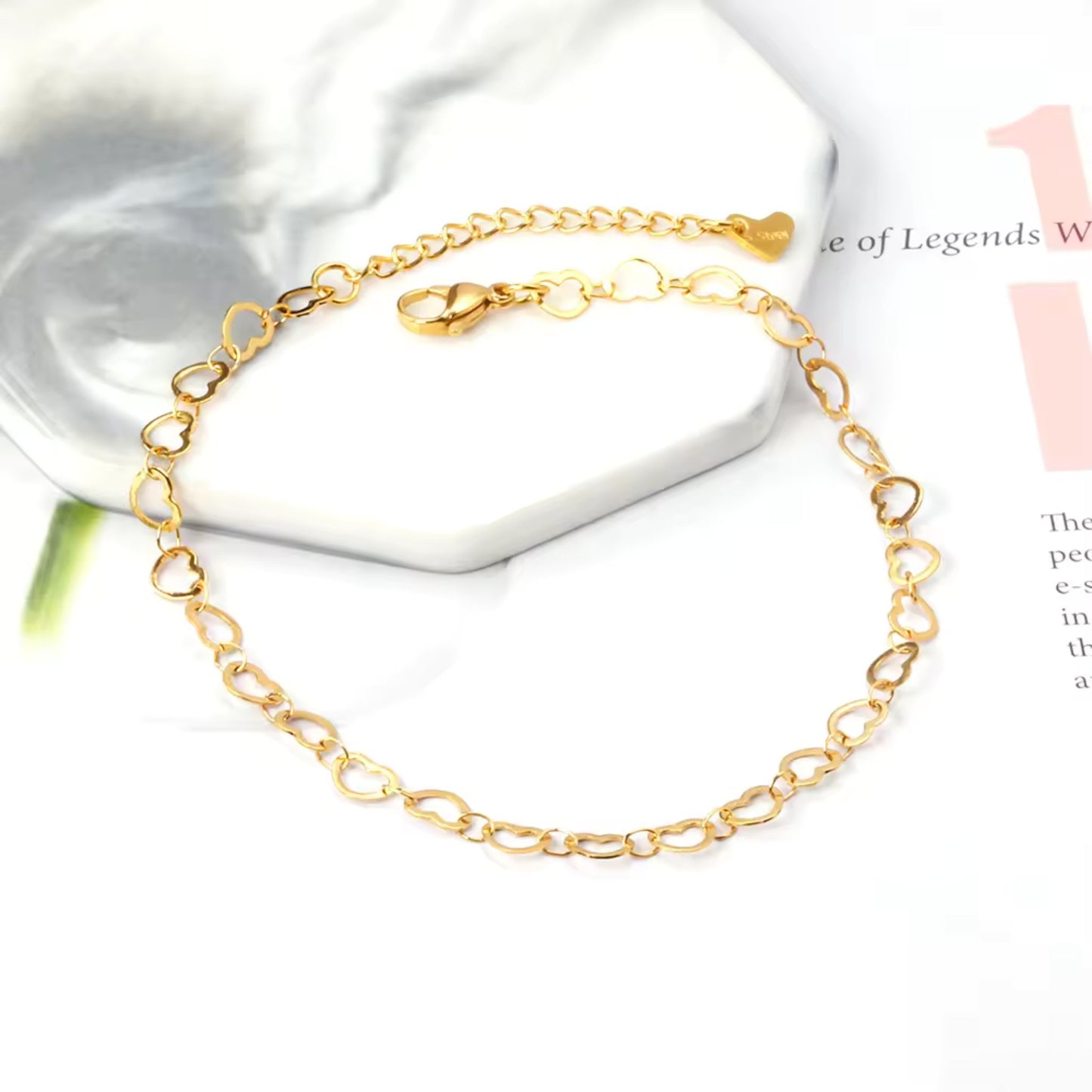 Golden Heart Chain Anklet