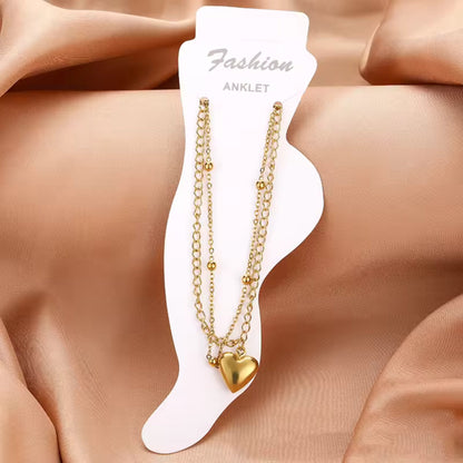 Golden Heart Charm Anklet