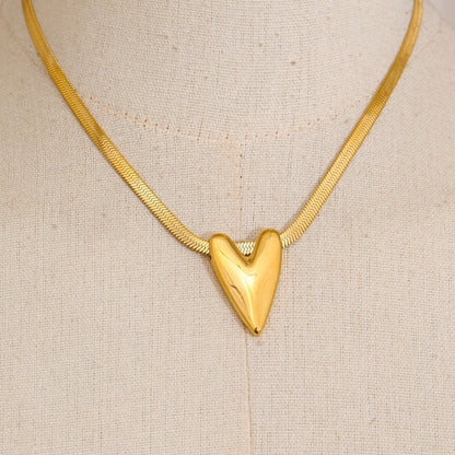 Golden Heartbeat Snake Chain Necklace