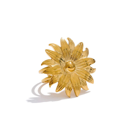 Golden Plated Bloom Statement Adjustable Ring