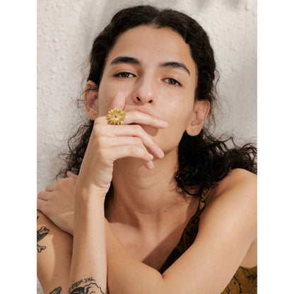 Golden Plated Bloom Statement Adjustable Ring