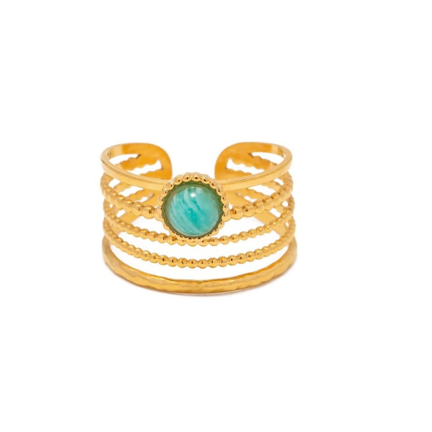 Golden Serenity Amazonite Ring