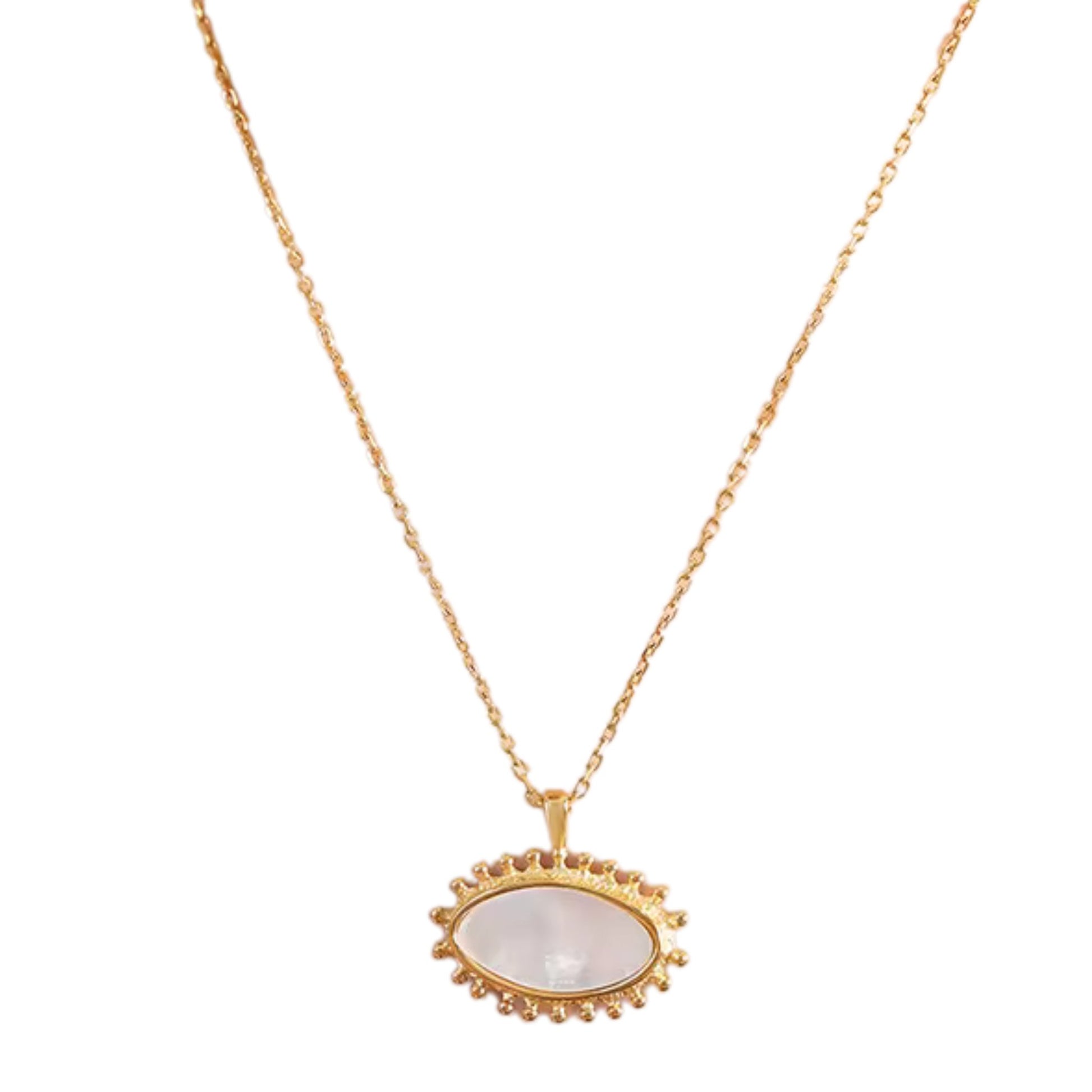 Golden Sunburst Pearl Pendant Necklace
