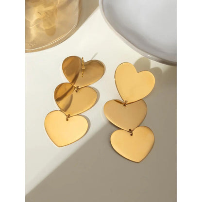 Heart fall Dangle 18K Gold Plated Earrings