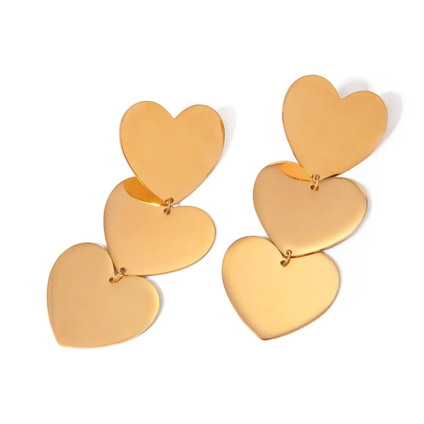 Heart fall Dangle 18K Gold Plated Earrings