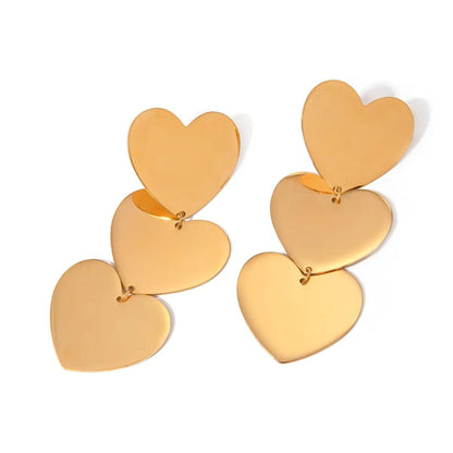 Heart fall Dangle 18K Gold Plated Earrings
