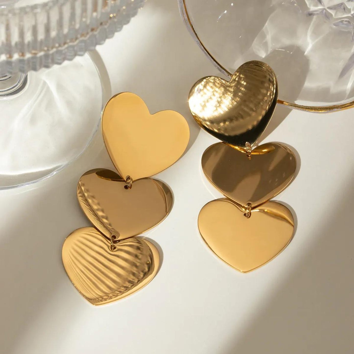 Heart fall Dangle 18K Gold Plated Earrings