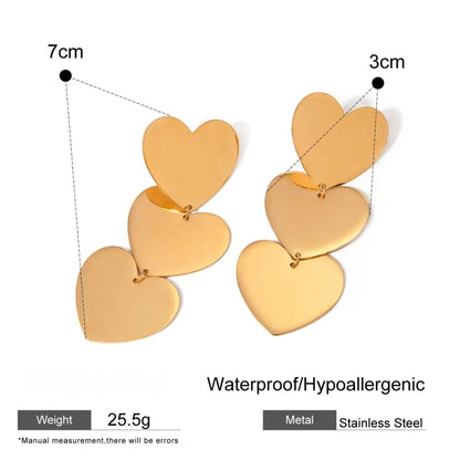 Heart fall Dangle 18K Gold Plated Earrings