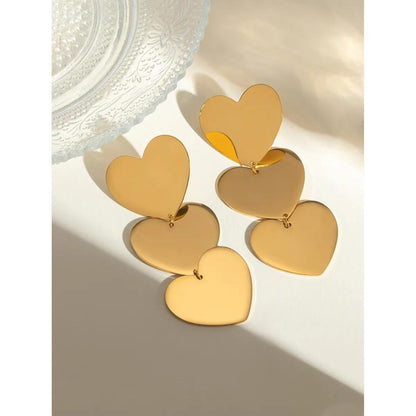 Heart fall Dangle 18K Gold Plated Earrings