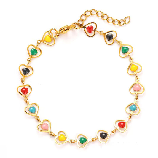 Heart's Delight Enamel Anklet