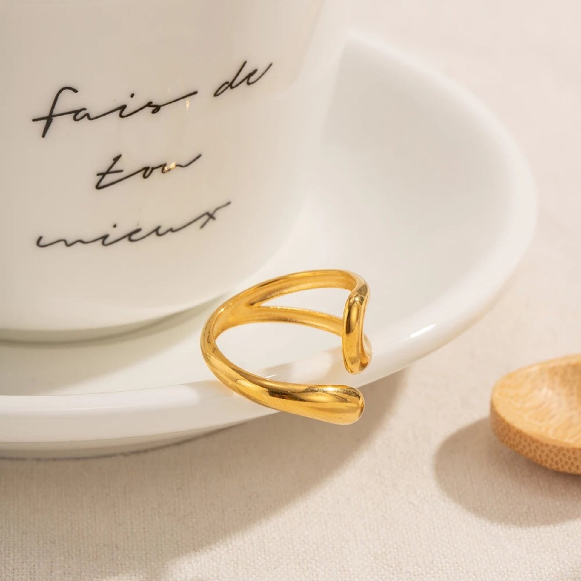 Hollow Cross Band Open Ring