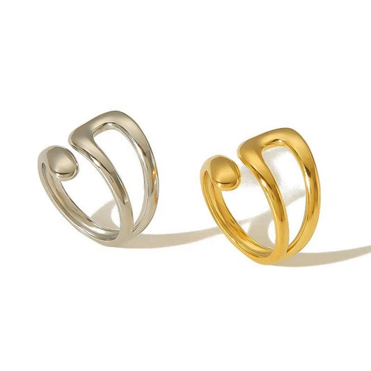 Hollow Cross Band Open Ring
