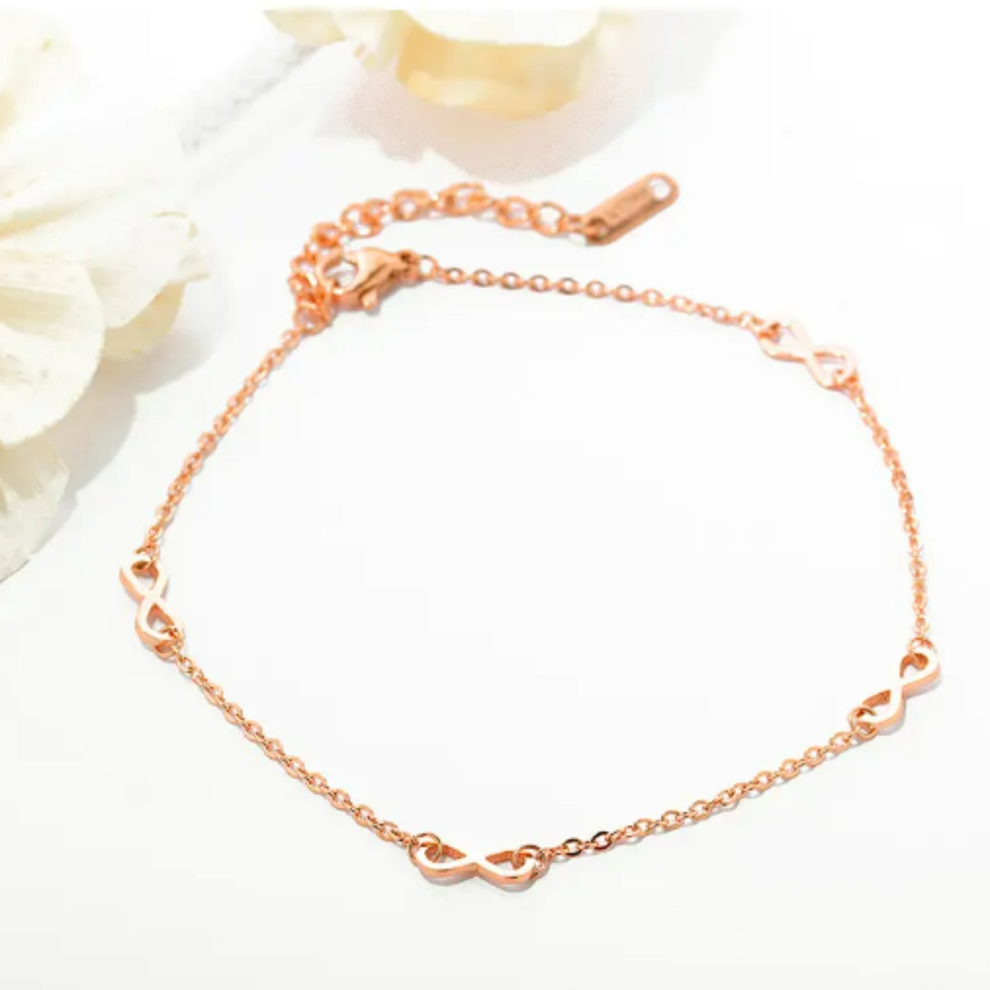 Infinite Elegance 18K Rose Gold Plated Anklet