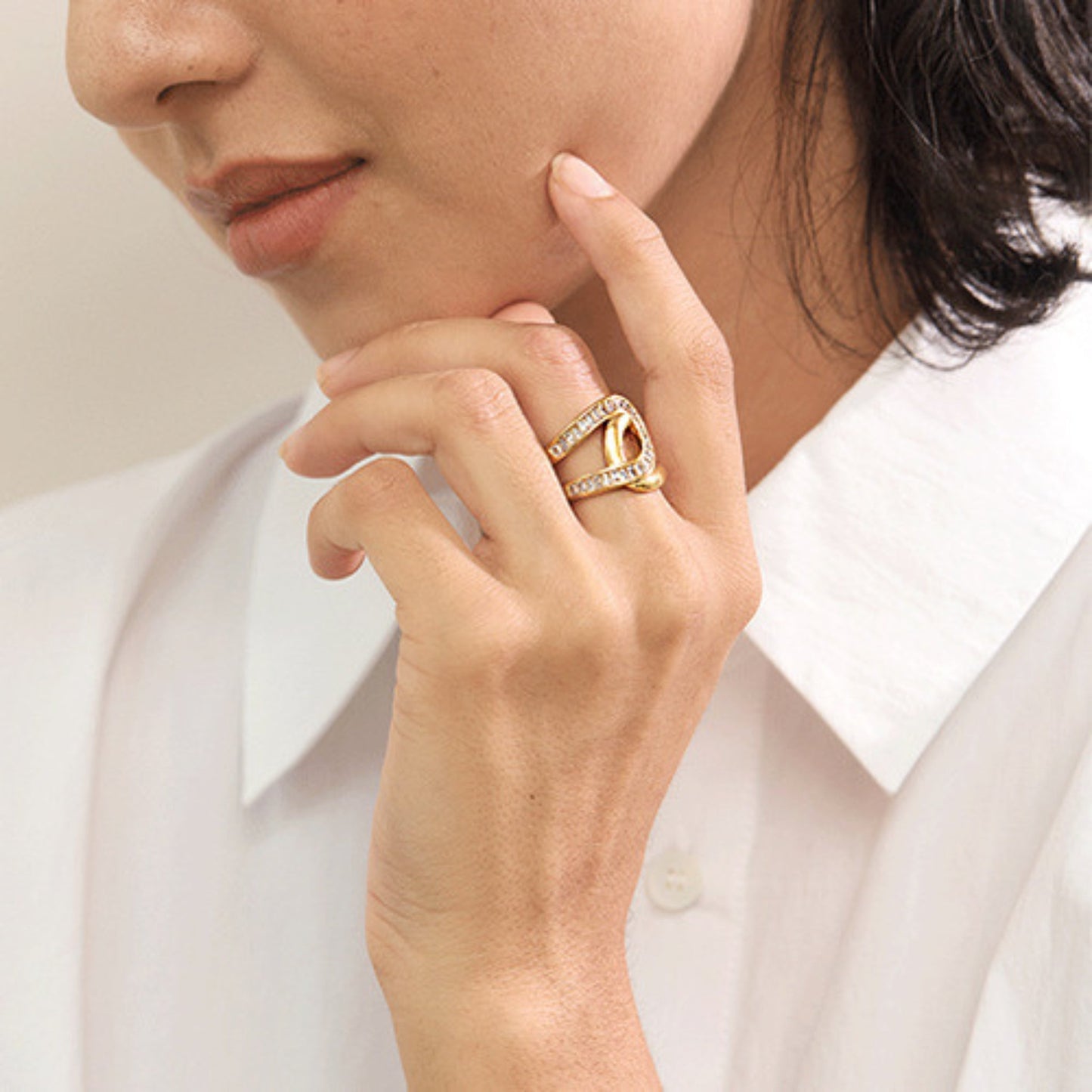 Infinity Sparkle Ring – 18K Gold Stainless Steel