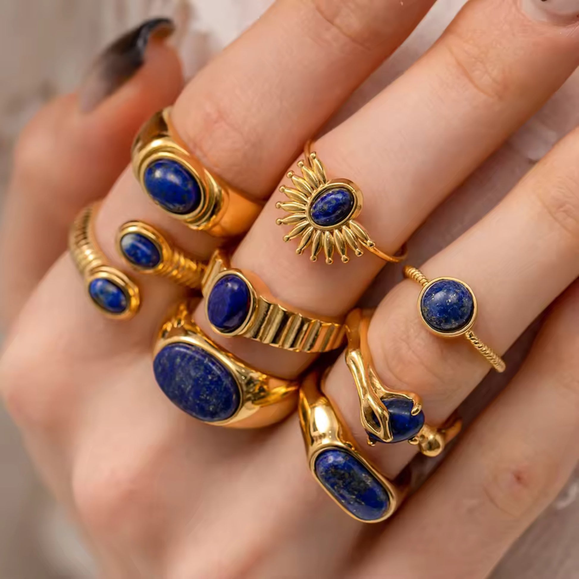 Lapis Lazuli Radiance Rings