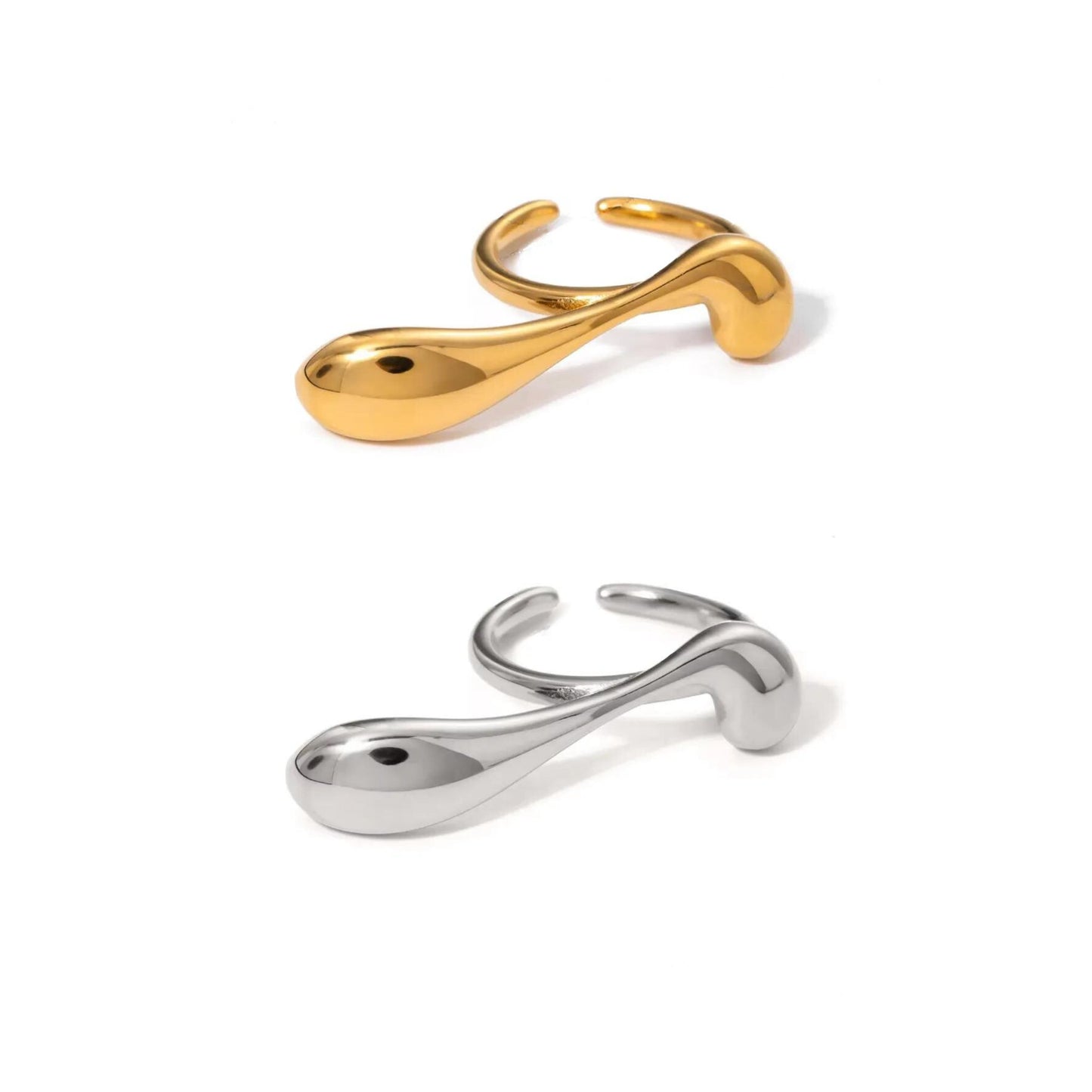Liquid Wave Adjustable 18K Gold Plated Ring