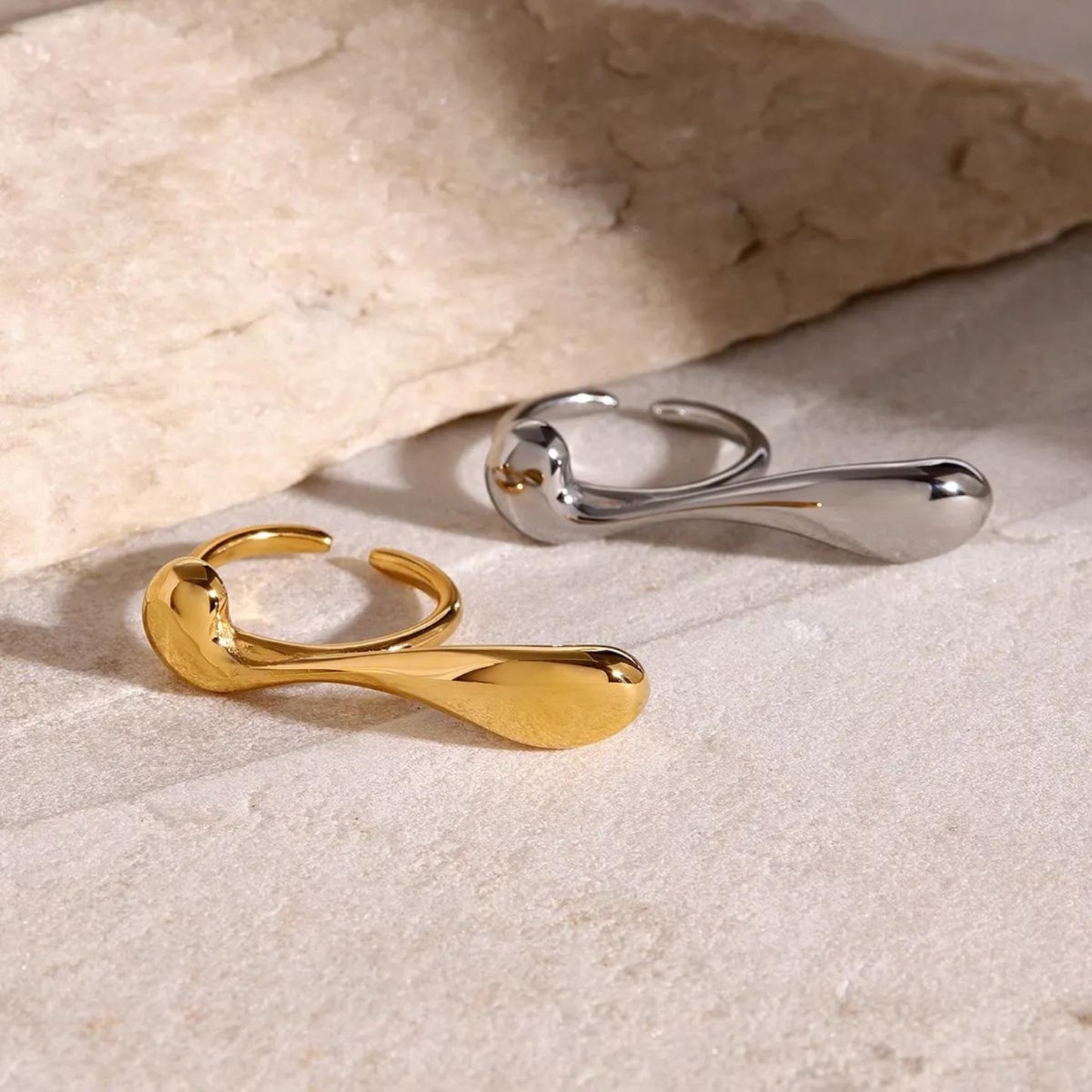 Liquid Wave Adjustable 18K Gold Plated Ring