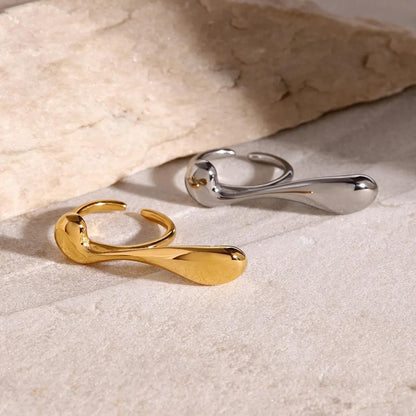 Liquid Wave Adjustable 18K Gold Plated Ring