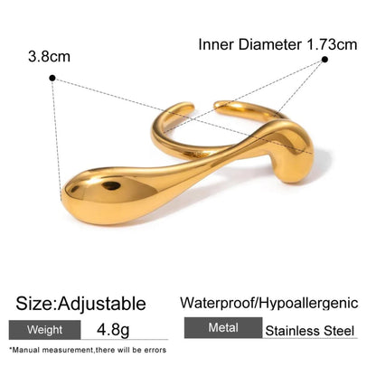 Liquid Wave Adjustable 18K Gold Plated Ring