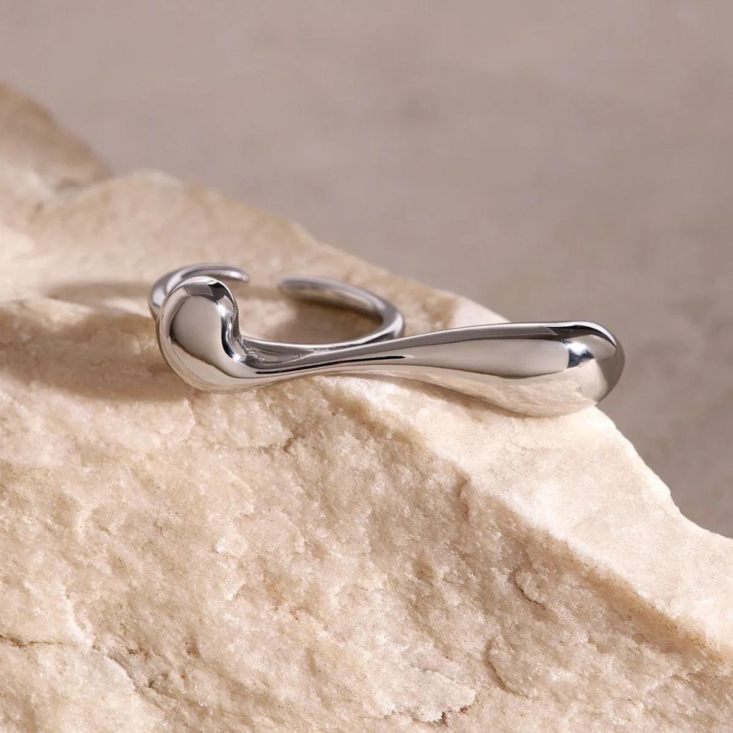 Liquid Wave Adjustable 18K Gold Plated Ring