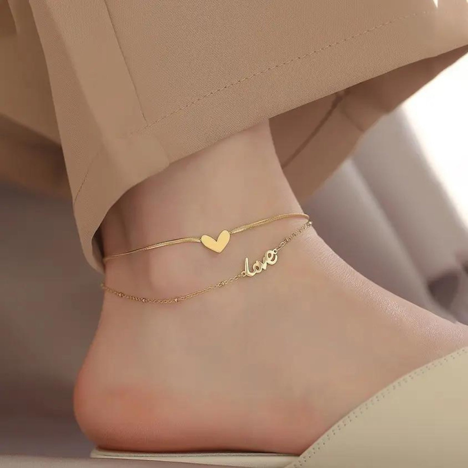 Love in Gold 18K Gold Plated Anklet – BALLA e BRILLA