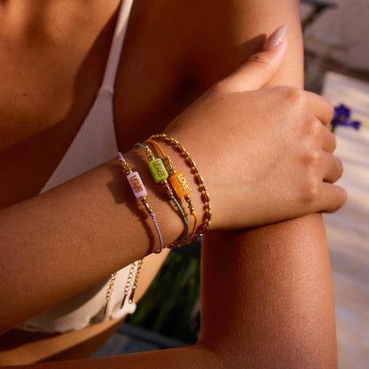 LOVE Letter Rope Bracelet — 18K Gold Stainless Steel, Adjustable Colorful Cord