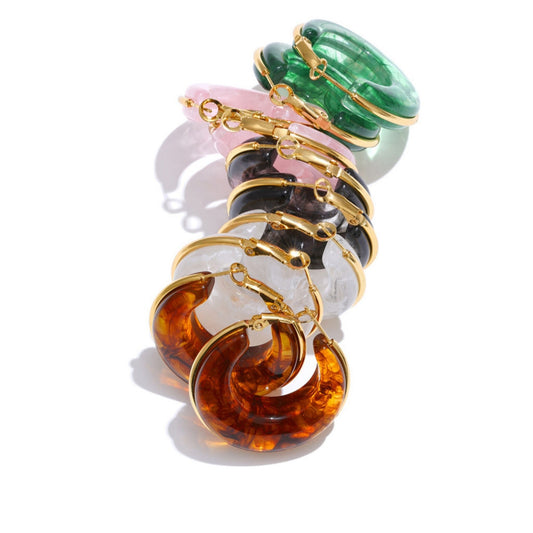 Luna Marble Hoop Earrings