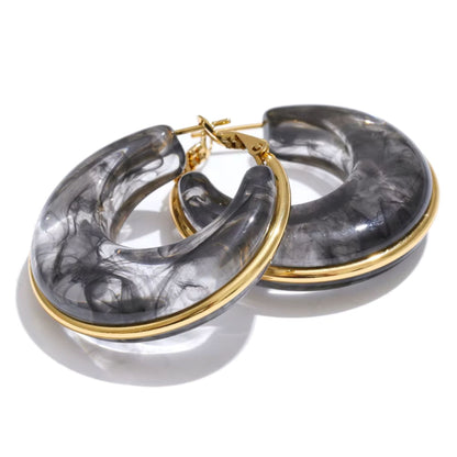 Luna Marble Hoop Earrings