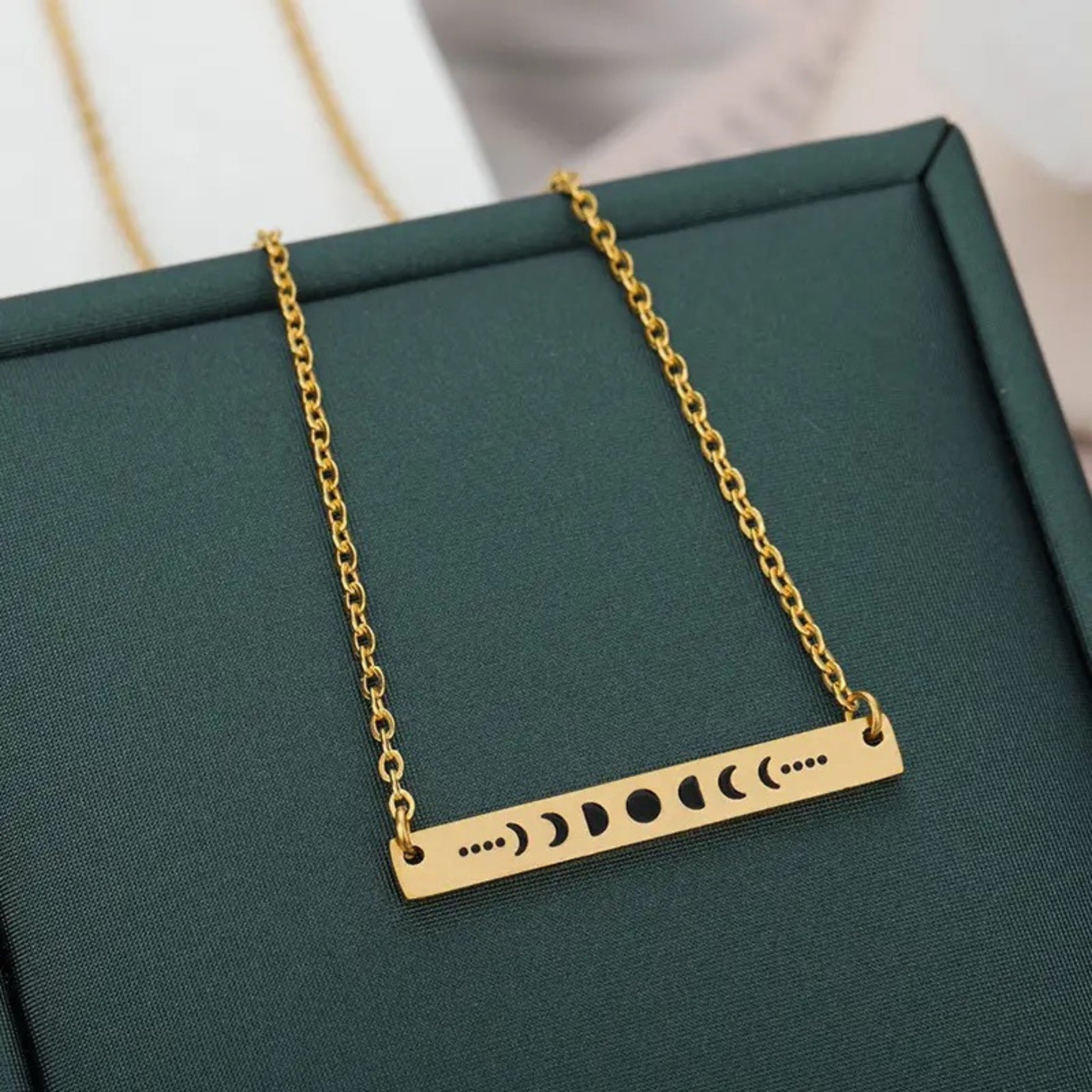 Lunar Phases Bar Pendant Necklace