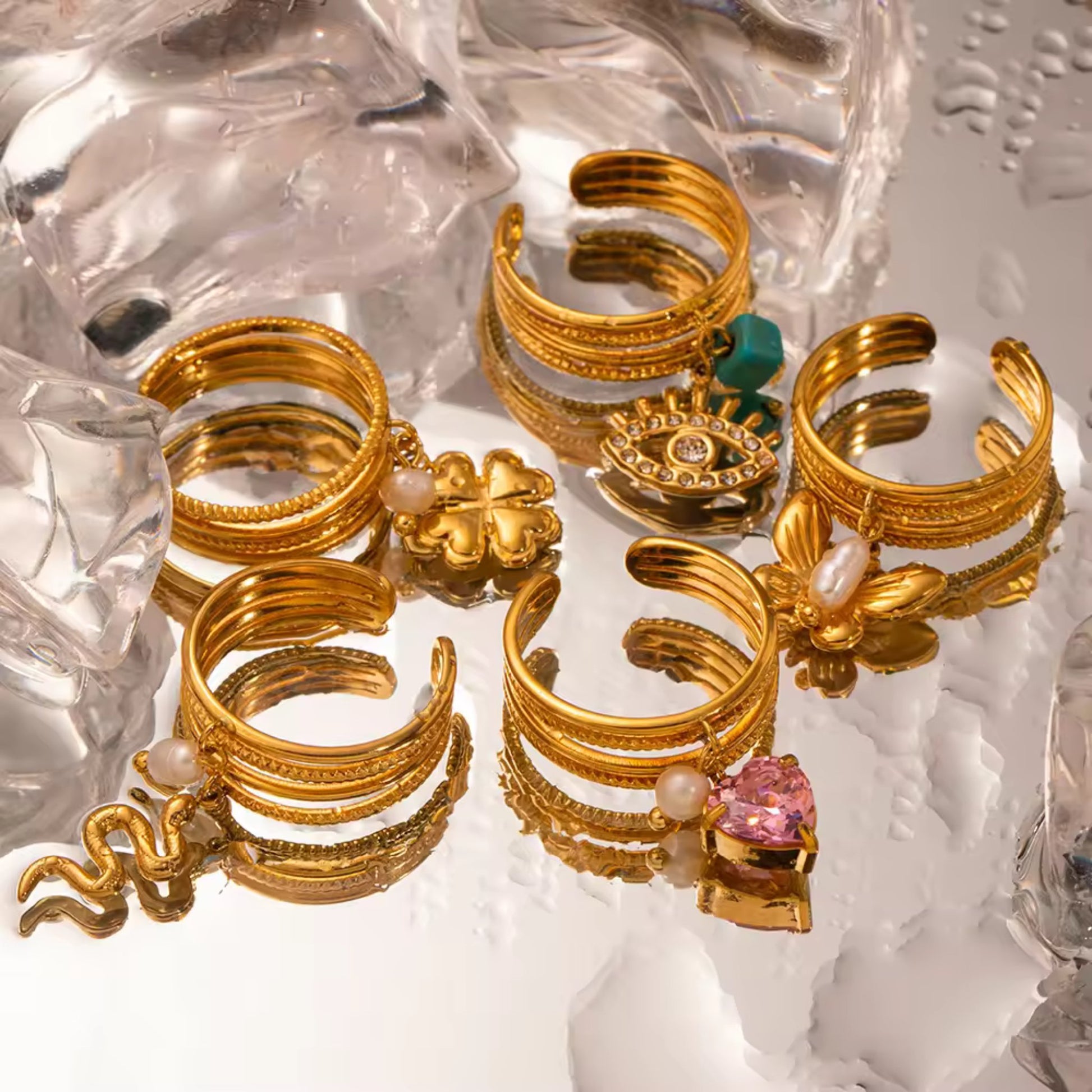 Luxe Charms Adjustable Ring Collection