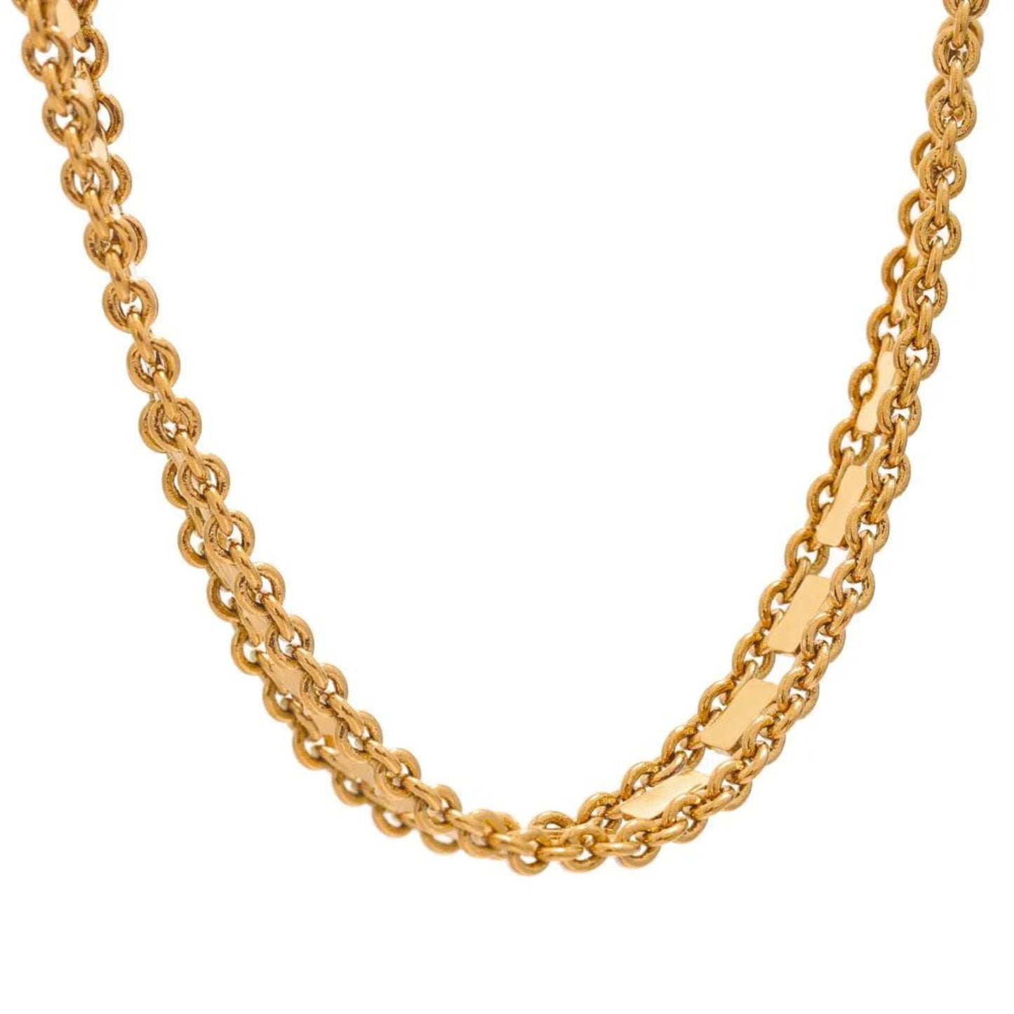 Luxe Double Chain Necklace and Bracelet 18K Gold Plated Set