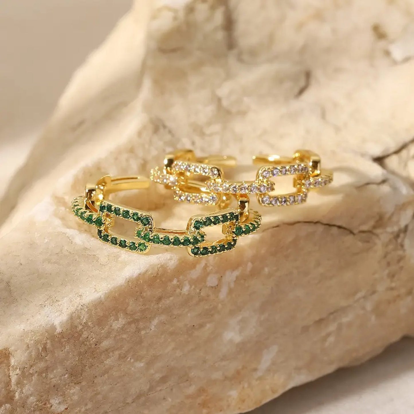 Luxe Zircon Link Adjustable Ring