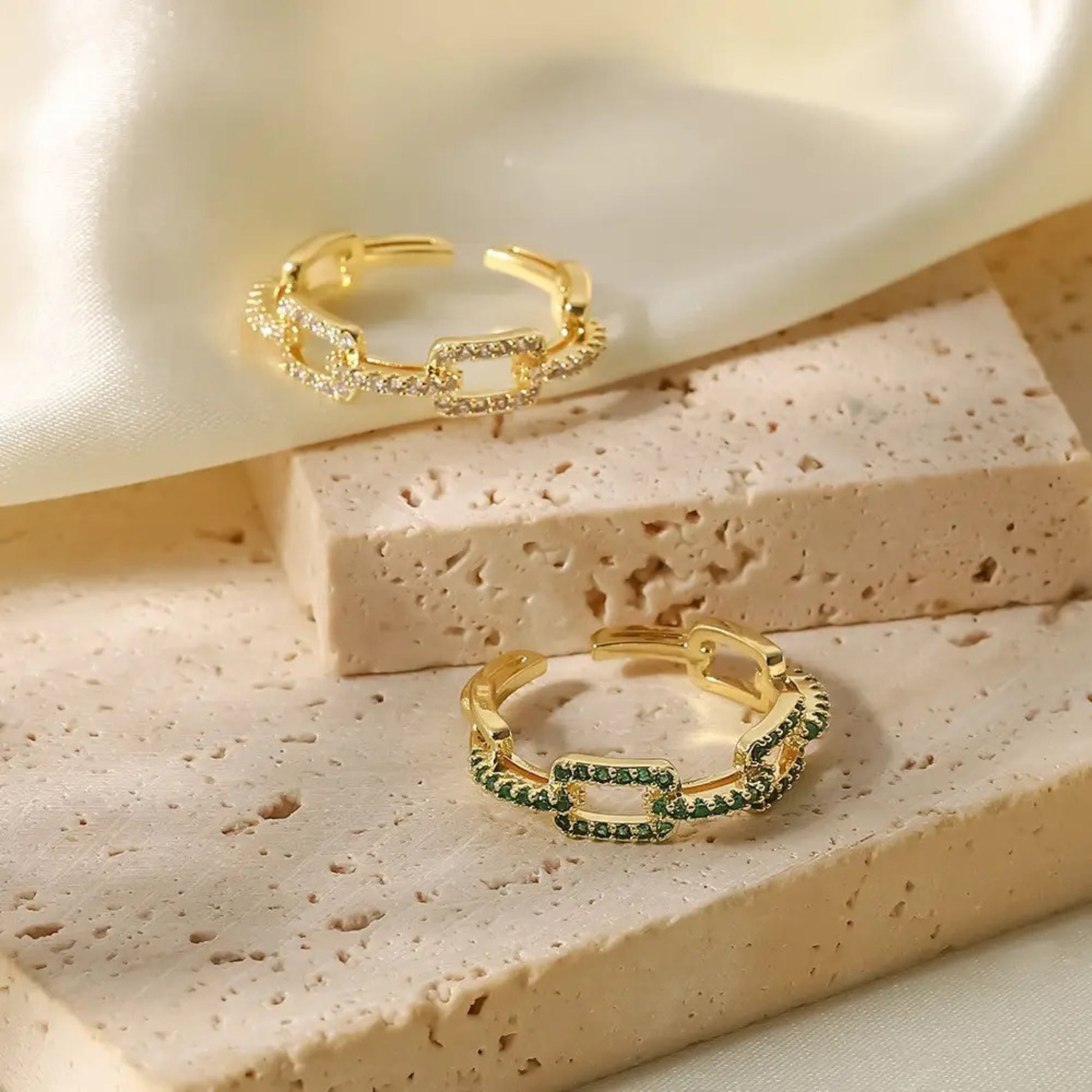 Luxe Zircon Link Adjustable Ring