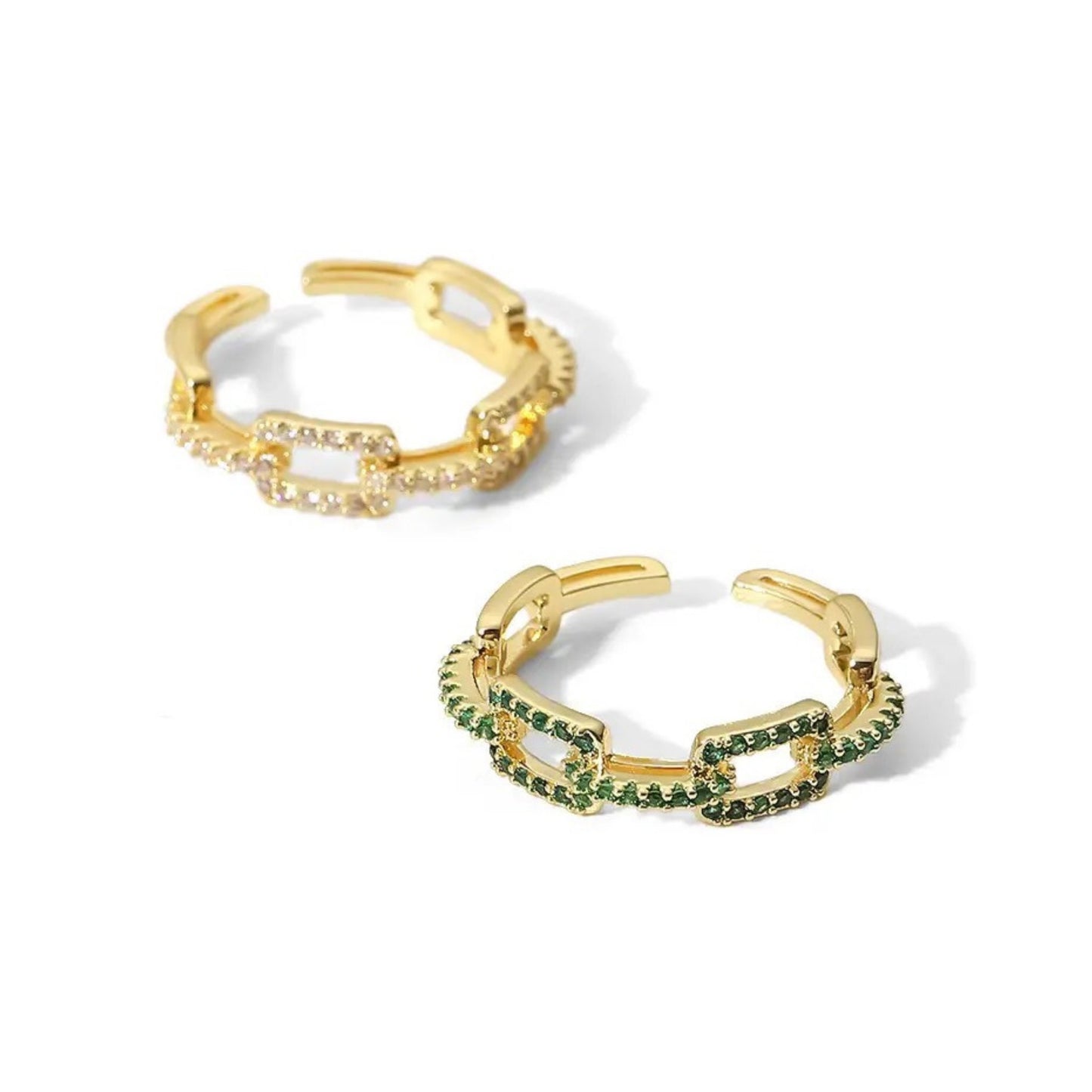 Luxe Zircon Link Adjustable Ring