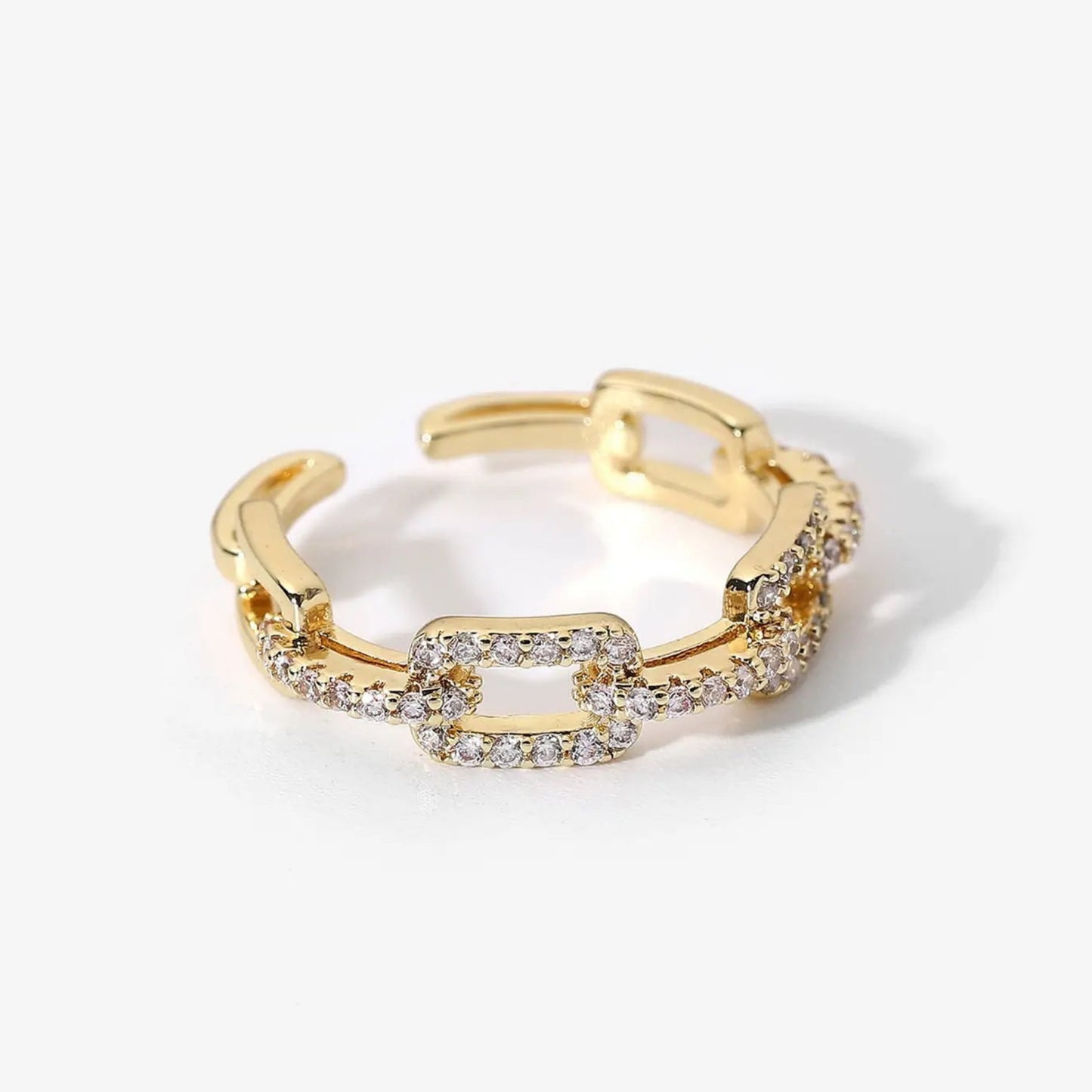 Luxe Zircon Link Adjustable Ring