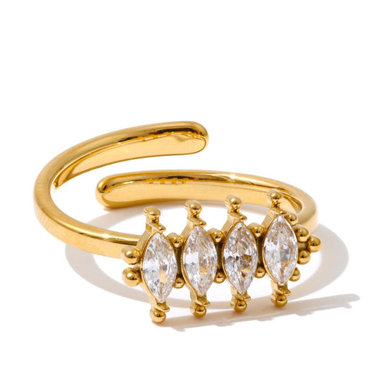 Marquise Sparkle Adjustable Gold plated Ring