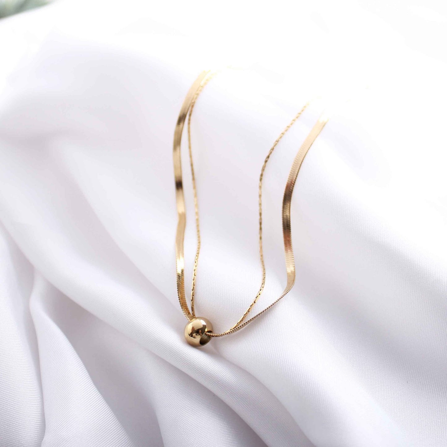 Minimalist Gold Ball Pendant Necklace