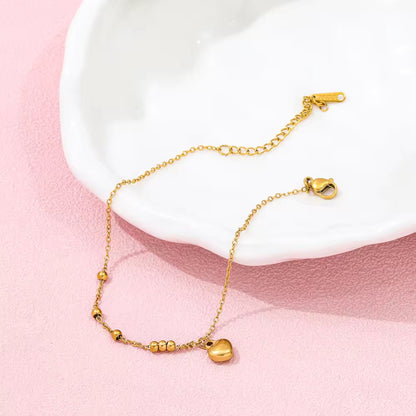 Minimalist Heart Charm Anklet - 18K Gold Plated