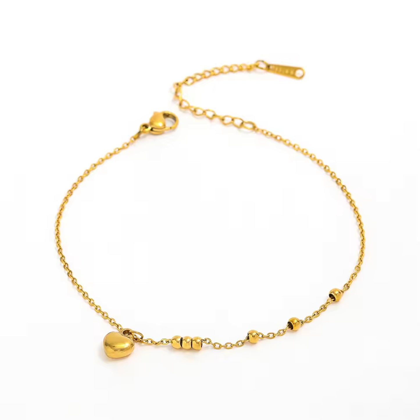 Minimalist Heart Charm Anklet - 18K Gold Plated