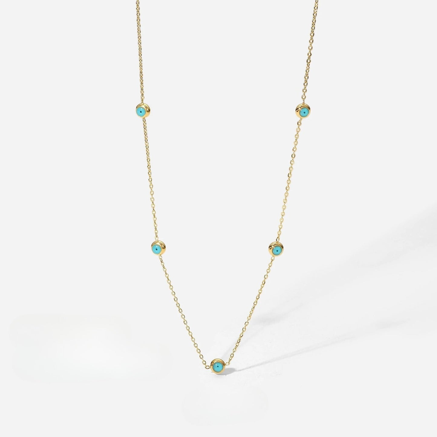 Minimalist Turquoise Dotted Chain Necklace