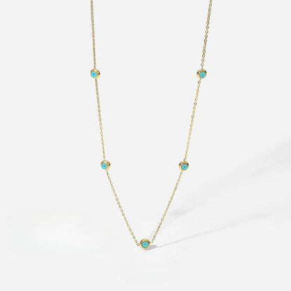 Minimalist Turquoise Dotted Chain Necklace