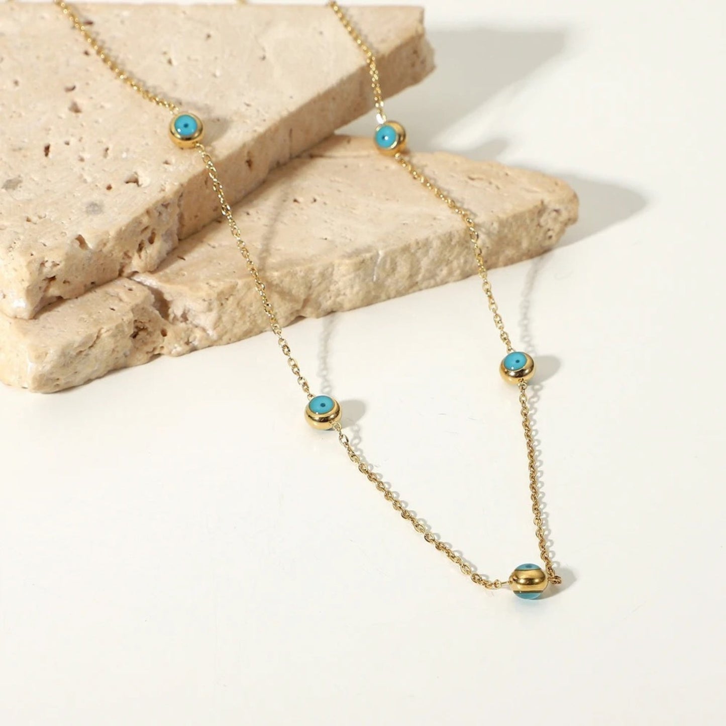Minimalist Turquoise Dotted Chain Necklace