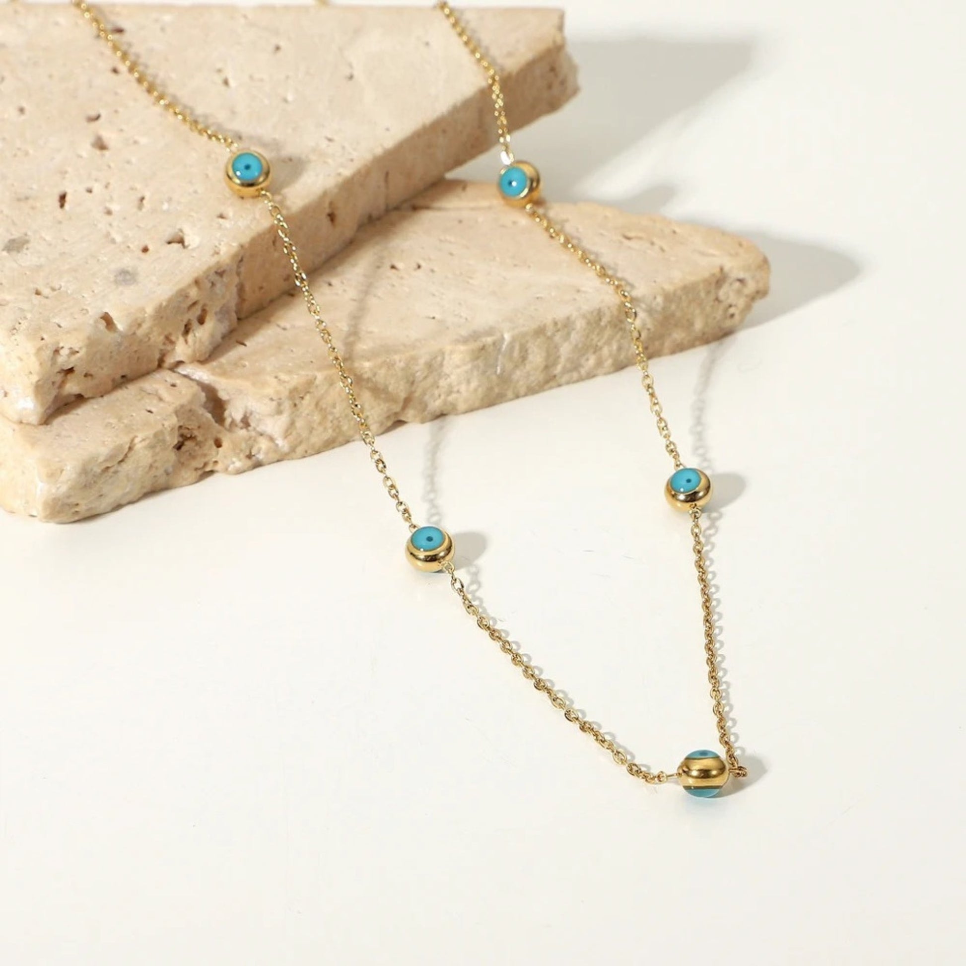Minimalist Turquoise Dotted Chain Necklace