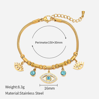 Mystical Evil Eye Charm 18K Gold Plated Bracelet
