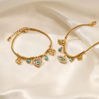 Mystical Evil Eye Charm 18K Gold Plated Bracelet