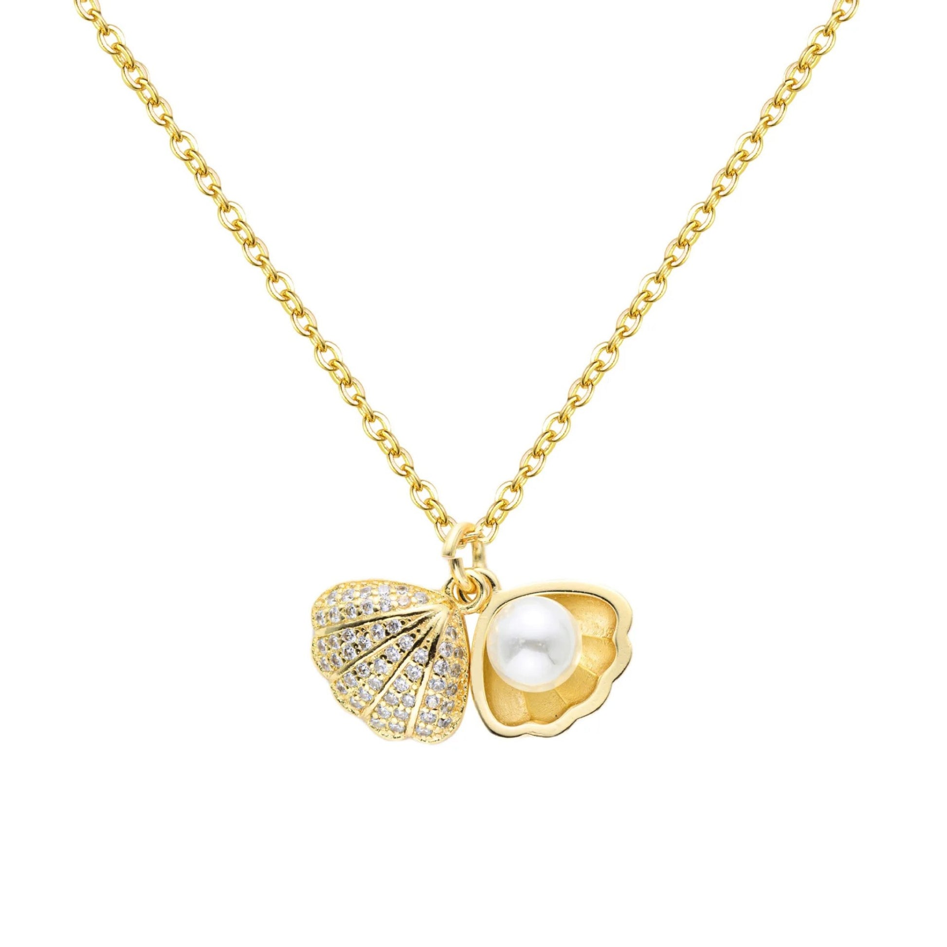 Ocean Treasure 18K Gold Plated Scalloped Pearl Necklace
